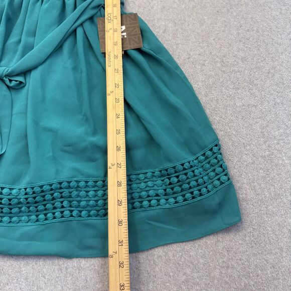 iZ Byer Dress Womens Small Blue Green Short Sleeve Mini Dress NEW - Picture 7 of 9